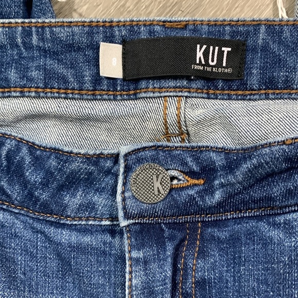 Kut from the Kloth Distressed Straight Leg Cuffed Crops Stretch Jeans size 8 - Picture 12 of 15
